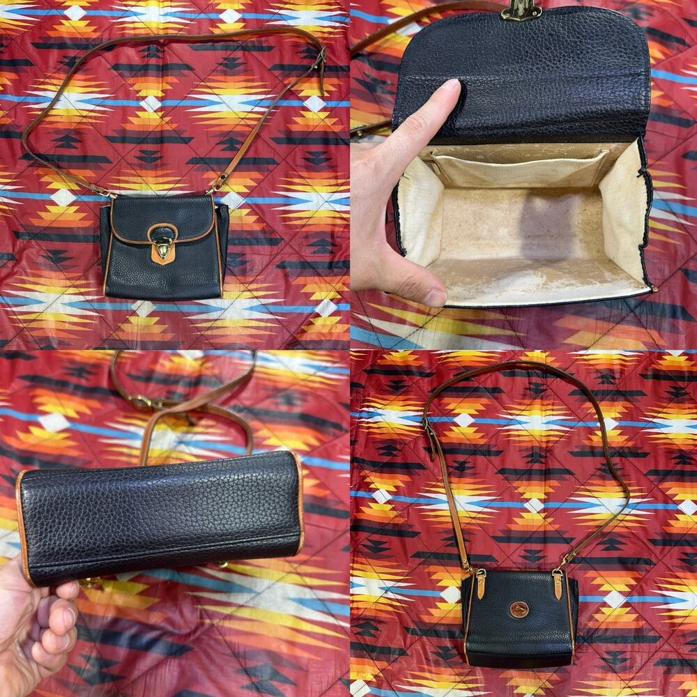 Dooney & Bourke All Weather Leather Vintage Black Crossbody Purse Shoulder Bag